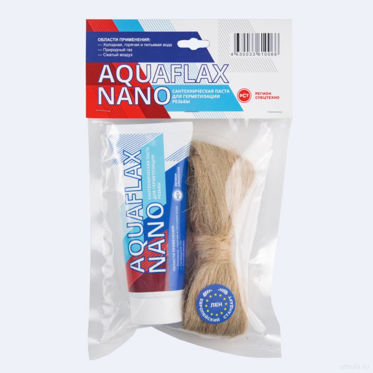 Набор паста сантехническая Aquaflax nano 30г. тюбик + лен 15г.