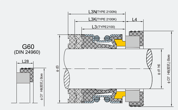 Торцевое уплотнение APG 2100-40 car/cer/nbr