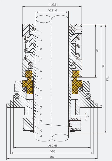 Торцевое уплотнение APG GLF-22 sic/sic/viton