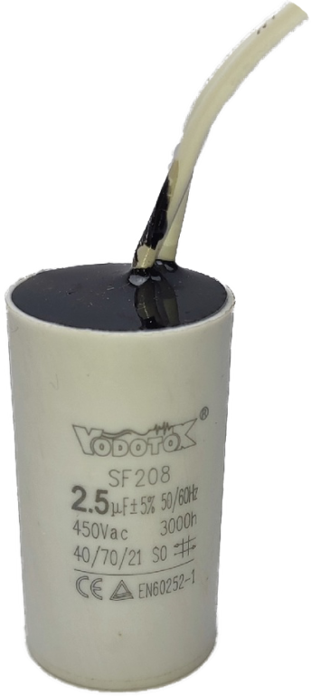 Конденсатор 2,5мF Vodotok модель SF208 25*45 с проводом